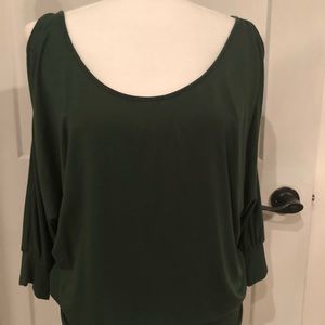 Tart forest green cold shoulder keyhole top; S.